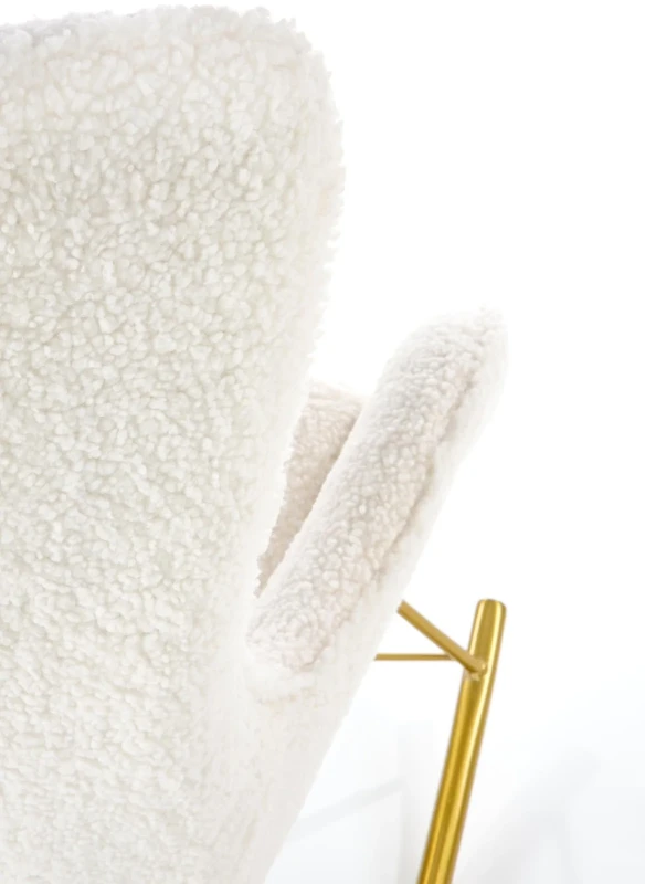 Fotel wypoczynkowy Liberto z funkcją bujania do salonu kremowy/złoty