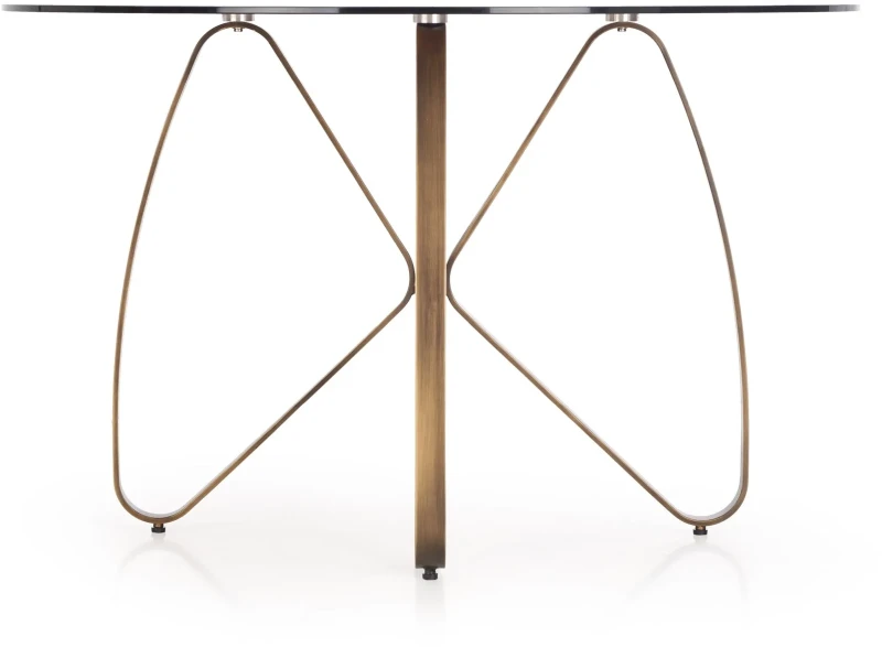 Stół okrągły Lungo 120 cm do jadalni złoty antyczny / brązowy