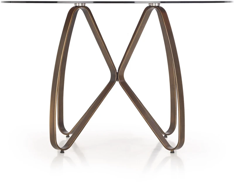 Stół okrągły Lungo 120 cm do jadalni złoty antyczny / brązowy