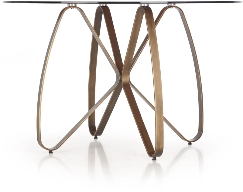 Stół okrągły Lungo 120 cm do jadalni złoty antyczny / brązowy