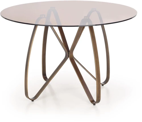 Stół okrągły Lungo 120 cm do jadalni złoty antyczny / brązowy