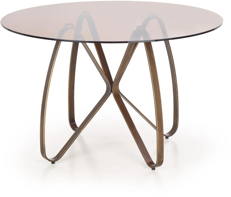 Stół okrągły Lungo 120 cm do jadalni złoty antyczny / brązowy