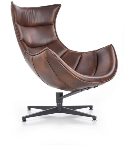 Fotel wypoczynkowy Luxor obrotowy z eco skóry ciemny brąz