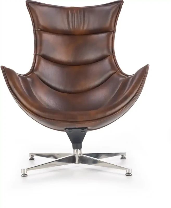 Fotel wypoczynkowy Luxor obrotowy z eco skóry ciemny brąz