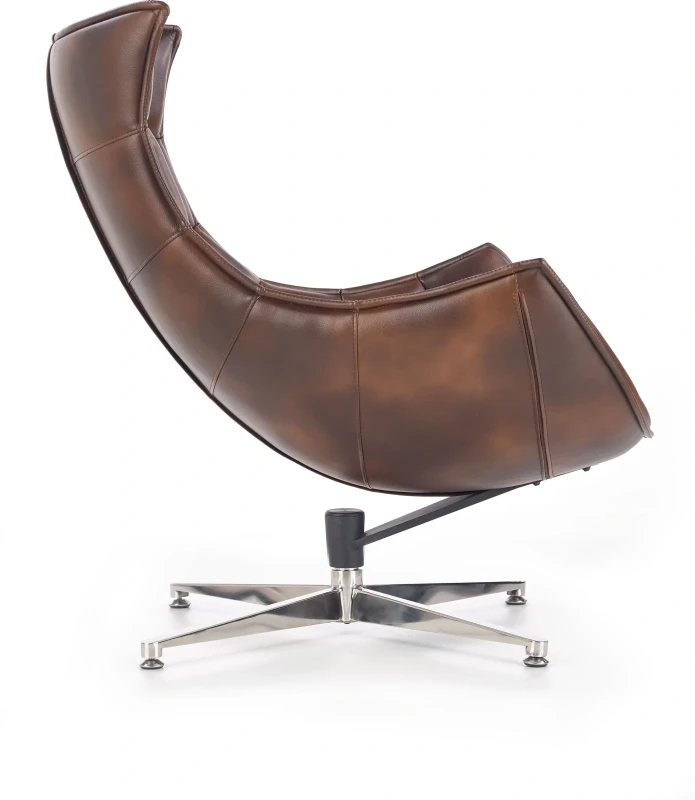 Fotel wypoczynkowy Luxor obrotowy z eco skóry ciemny brąz