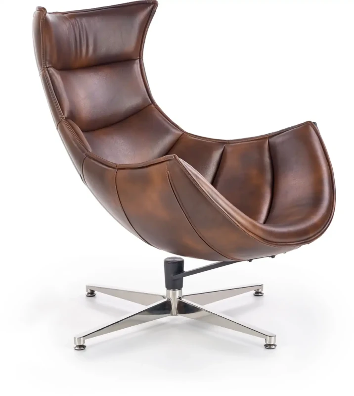 Fotel wypoczynkowy Luxor obrotowy z eco skóry ciemny brąz
