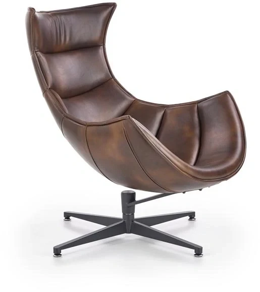 Fotel wypoczynkowy Luxor obrotowy z eco skóry ciemny brąz