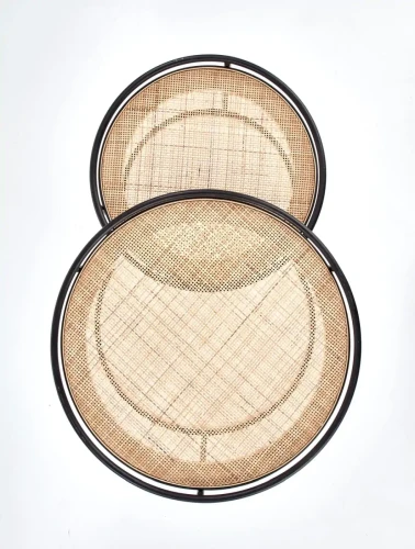 Zestaw 2 stolików Manado blat rattan naturalny/czarny