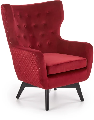 Fotel wypoczynkowy Marvel tapicerowany do salonu bordowy/czarny
