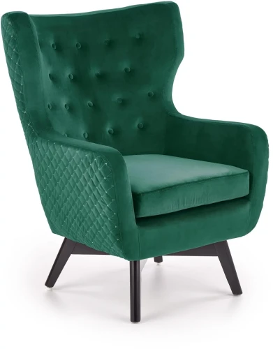 Fotel wypoczynkowy Marvel tapicerowany do salonu ciemny zielony / czarny