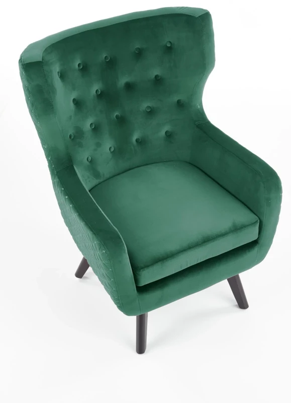 Fotel wypoczynkowy Marvel tapicerowany do salonu ciemny zielony / czarny