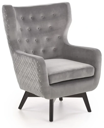 Fotel wypoczynkowy Marvel tapicerowany do salonu popielaty / czarny