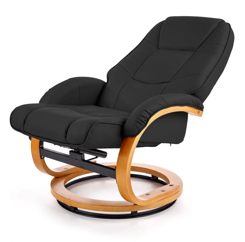 Fotel wypoczynkowy Matador z funkcją masażu i podgrzewania z podnóżkiem czarny