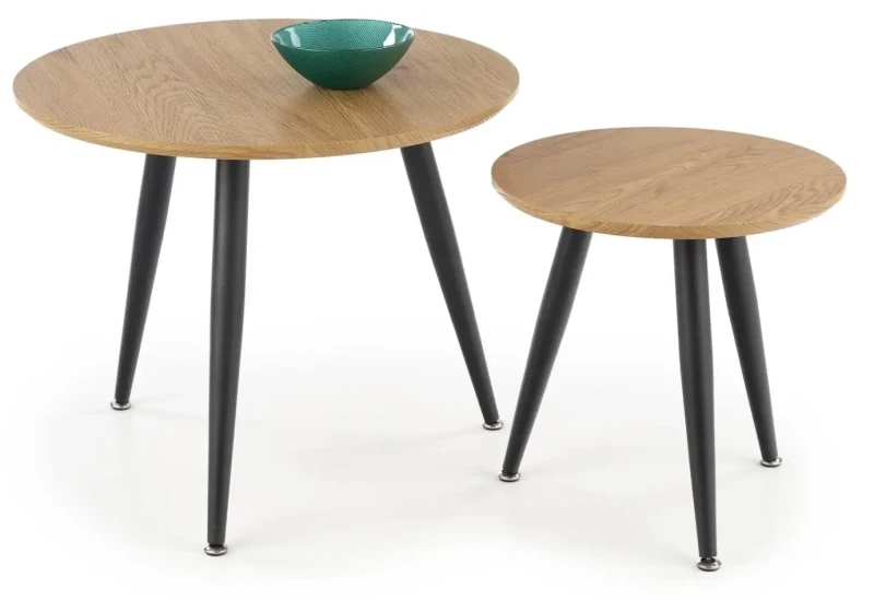 Zestaw dwóch ław stolików kawowych Mentona 2 dąb złoty/czarny