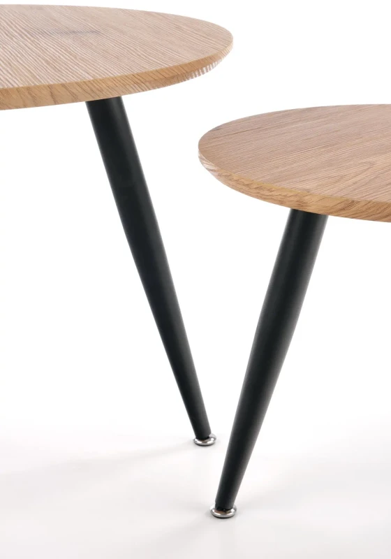 Zestaw dwóch ław stolików kawowych Mentona 2 dąb złoty/czarny