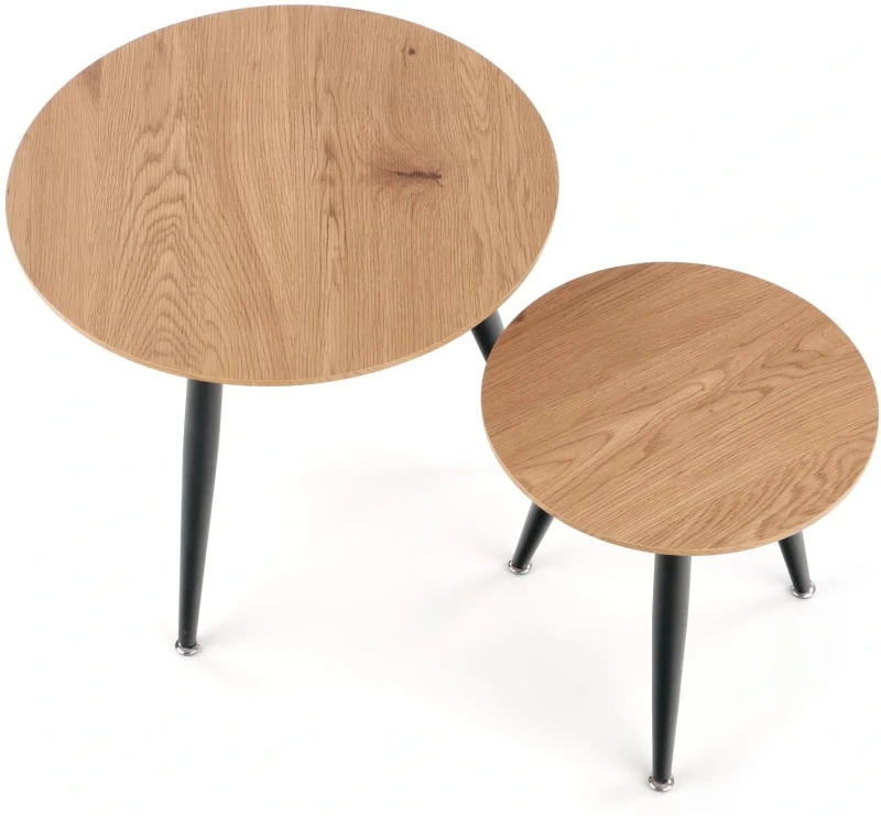 Zestaw dwóch ław stolików kawowych Mentona 2 dąb złoty/czarny