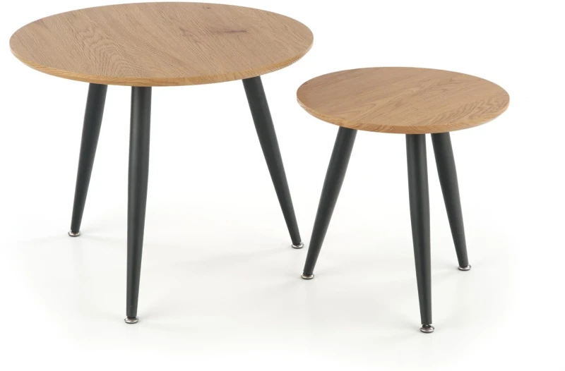 Zestaw dwóch ław stolików kawowych Mentona 2 dąb złoty/czarny