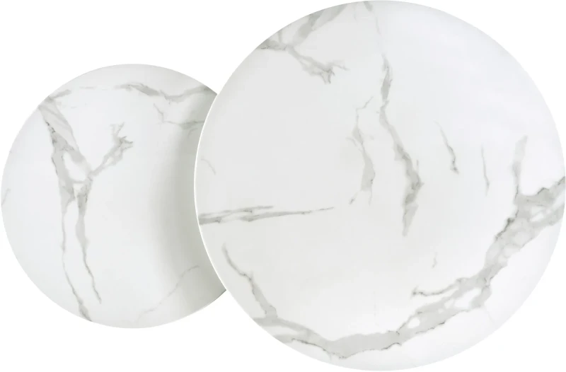 Zestaw 2 stolików Mercury blat szkło biały marmur/srebny