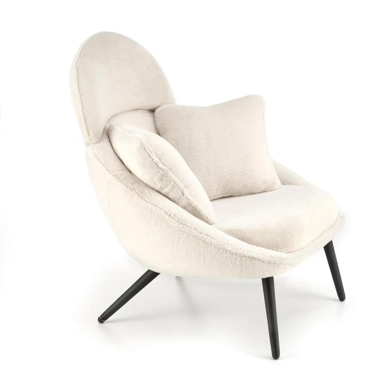 Fotel wypoczynkowy Merry tapicerowany do salonu kremowy