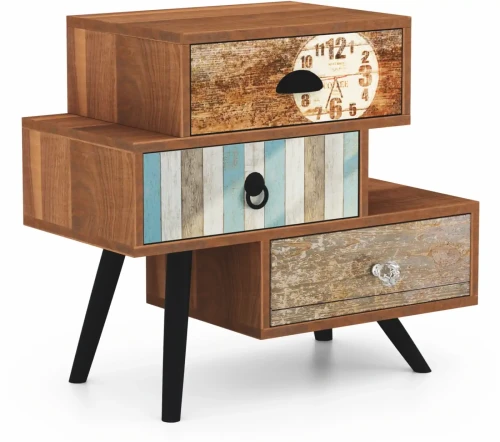 Szafka nocna Mezo KM1 z szufladami dąb wotan/wielobarwny