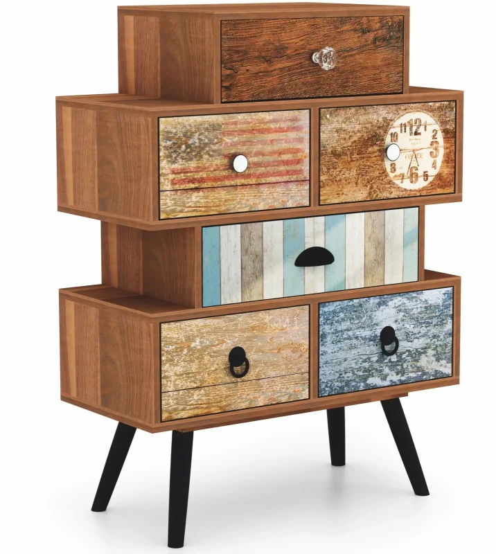 Komoda Mezo KM2 z szufladami do salonu dąb wotan/wielobarwny