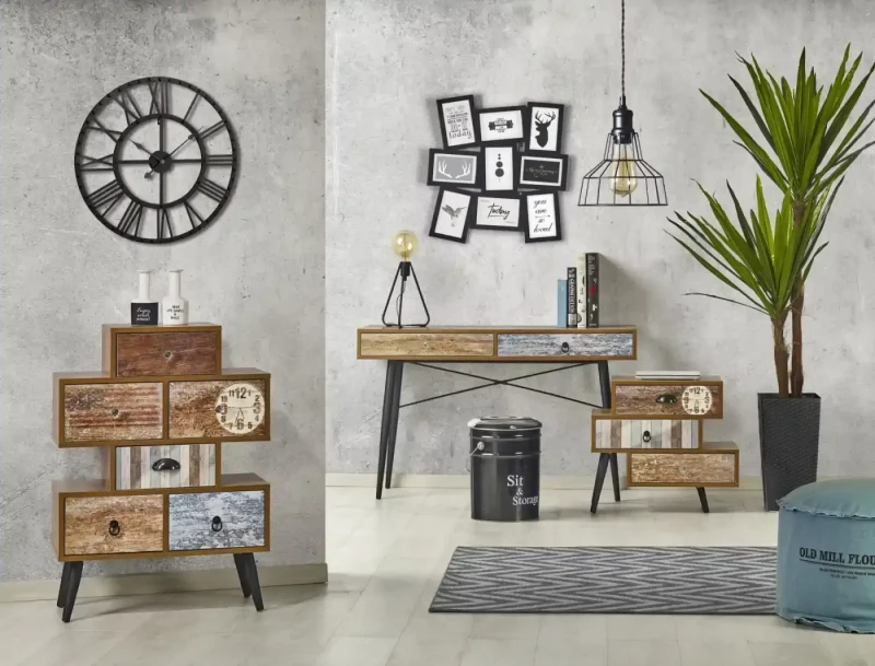 Komoda Mezo KM2 z szufladami do salonu dąb wotan/wielobarwny