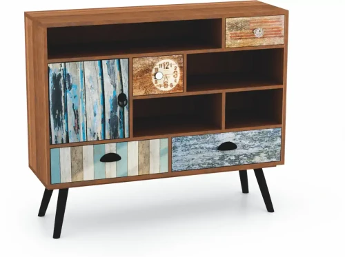 Komoda Mezo KM3 do salonu dąb wotan/wielobarwny