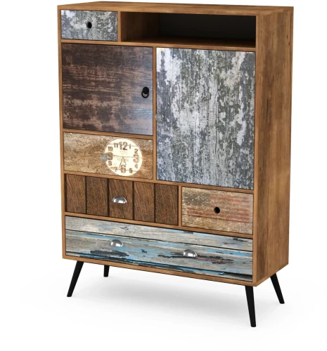 Komoda Mezo KM4 do salonu dąb wotan/wielobarwny