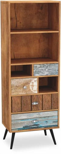 Regał Mezo REG1 z szufladami do salonu dąb wotan/wielobarwny