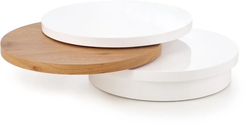 Ława Michelle 80cm rozkładana do salonu biały połysk/dąb złoty