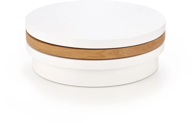 Ława Michelle 80cm rozkładana do salonu biały połysk/dąb złoty