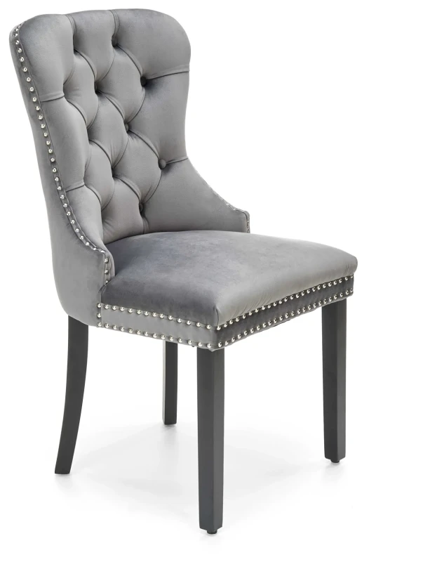 Krzesło Miya tapicerowane z uchwytem do jadalni popielaty/czarny