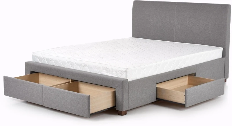 Łóżko Modena 160x200cm tapicerowane z szufladami popielaty