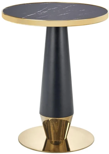 Stół okrągły Molina 59cm blat czarny marmur/złoty