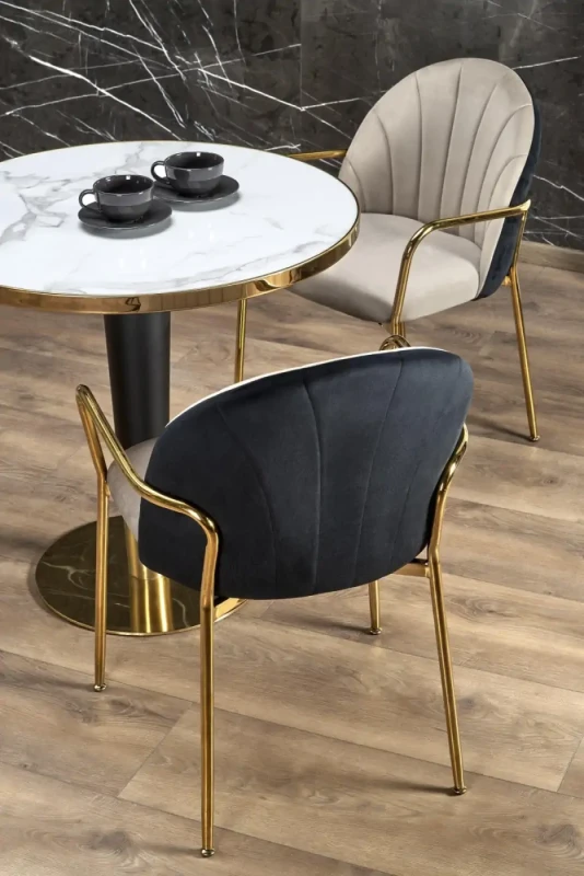 Stół okrągły Morata 79cm biały marmur/czarny/złoty