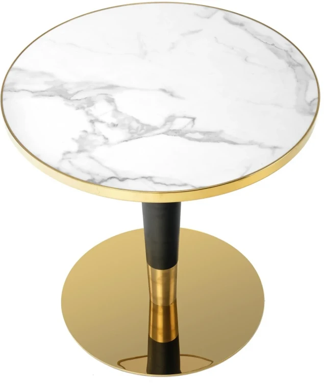Stół okrągły Morata 79cm biały marmur/czarny/złoty