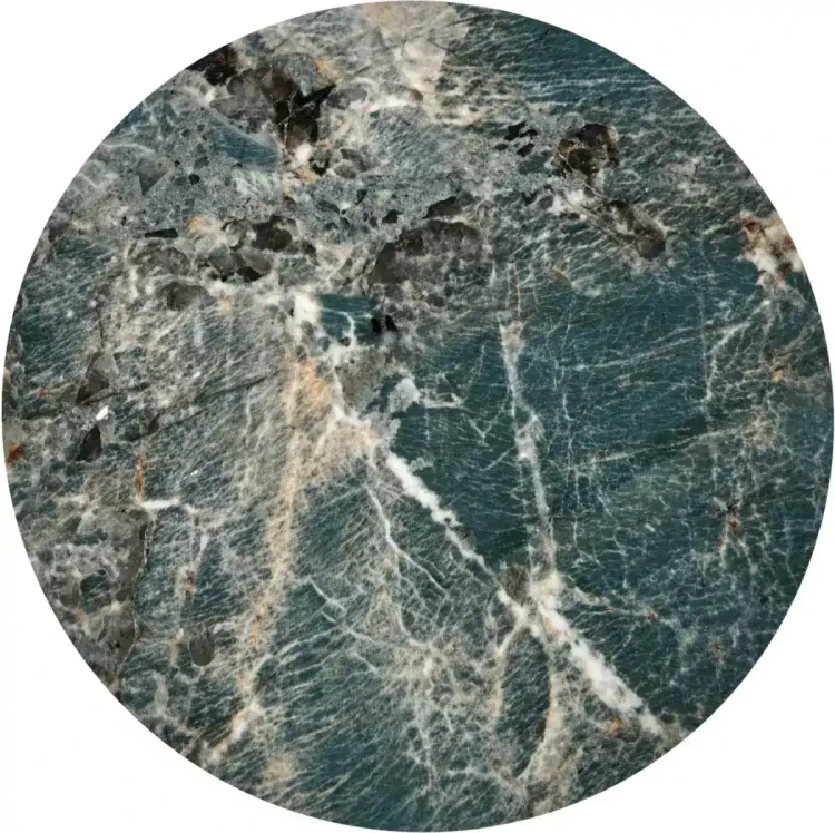 Stół okrągły Morena 50cm blat zielony marmur/czarny/złoty