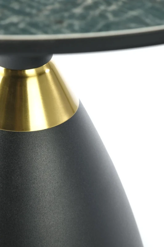 Stół okrągły Morena 50cm blat zielony marmur/czarny/złoty