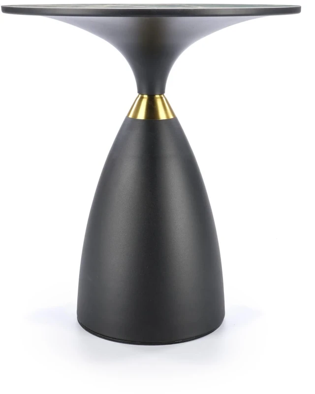 Stół okrągły Morena 50cm blat zielony marmur/czarny/złoty