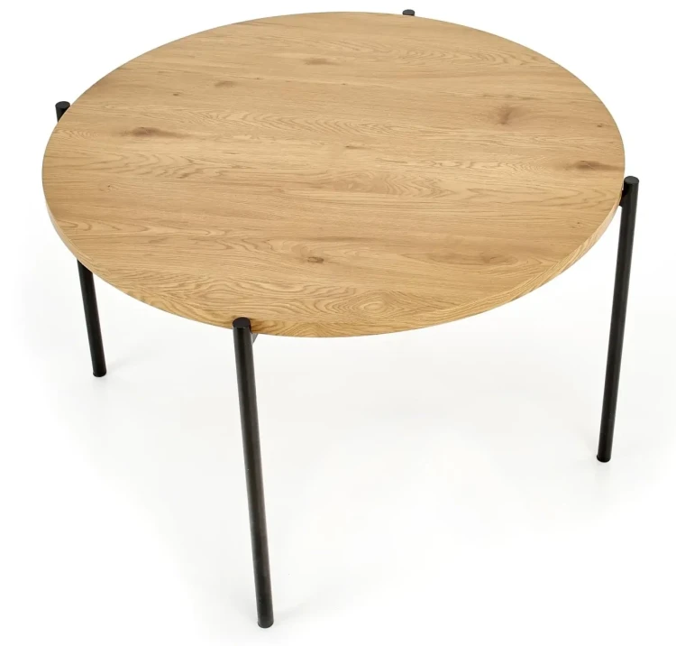 Stół okrągły Morgan 120 cm dąb złoty / czarny