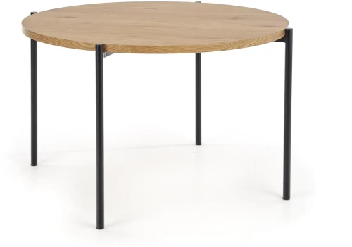 Stół okrągły Morgan 120 cm dąb złoty / czarny