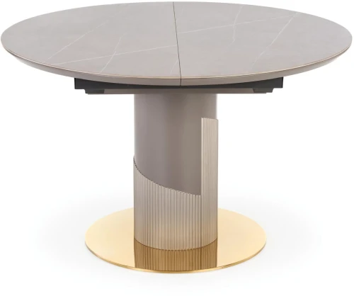 Stół rozkładany Muscat 120-160cm do jadalni popielaty marmur/jasny popiel/złoty