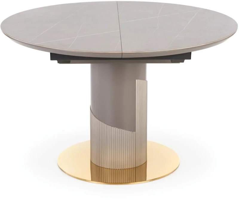 Stół rozkładany Muscat 120-160cm do jadalni popielaty marmur/jasny popiel/złoty