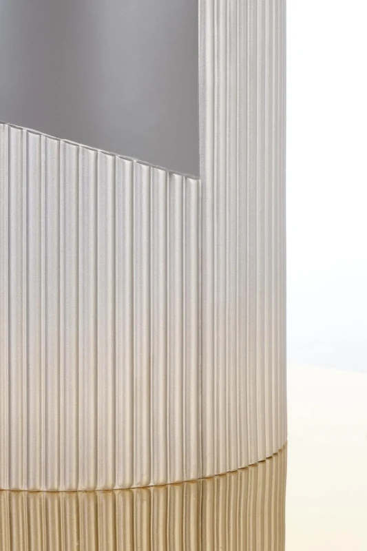 Stół rozkładany Muscat 120-160cm do jadalni popielaty marmur/jasny popiel/złoty