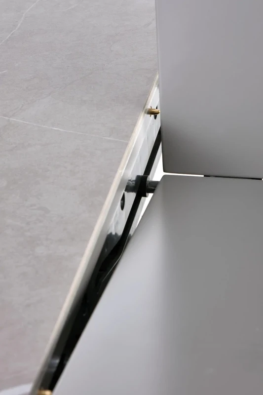 Stół rozkładany Muscat 120-160cm do jadalni popielaty marmur/jasny popiel/złoty