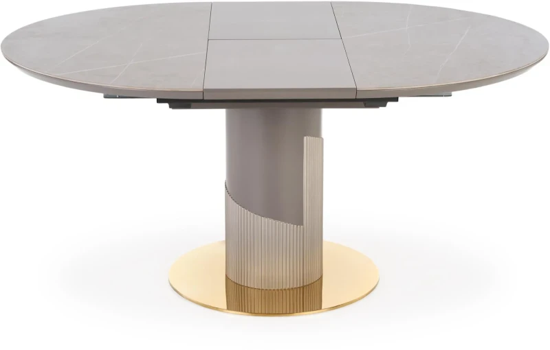 Stół rozkładany Muscat 120-160cm do jadalni popielaty marmur/jasny popiel/złoty
