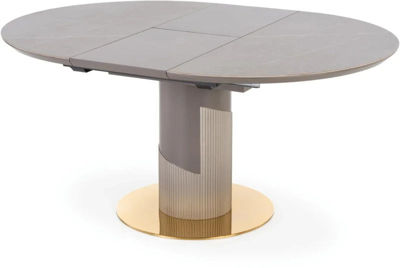 Stół rozkładany Muscat 120-160cm do jadalni popielaty marmur/jasny popiel/złoty