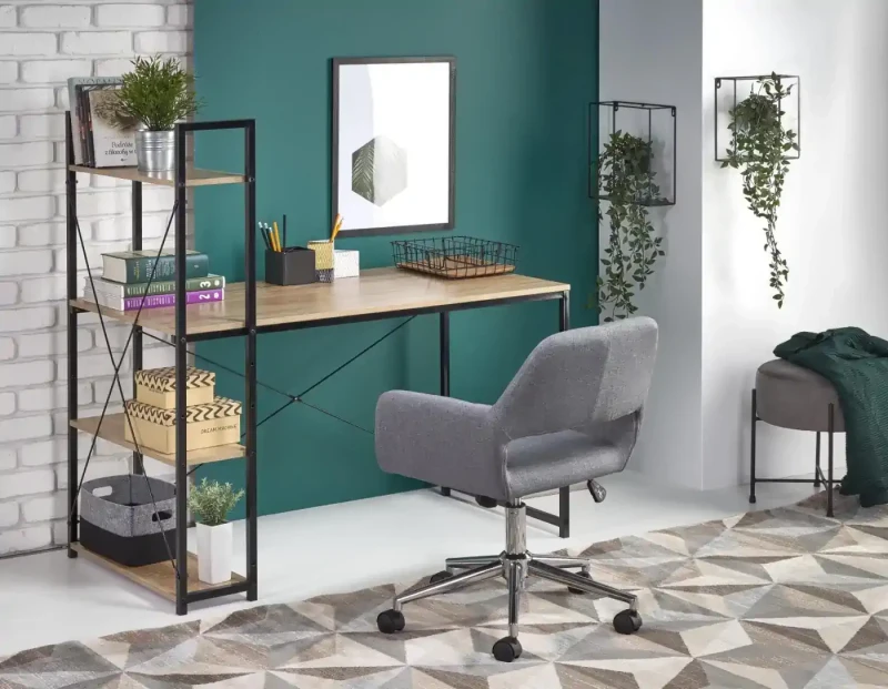 Biurko Narvik B1 z regałem dąb sonoma/czarny