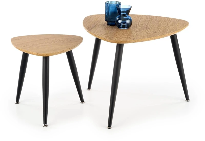 Zestaw dwóch ław stolików kawowych NICEA 2 dąb złoty/czarny