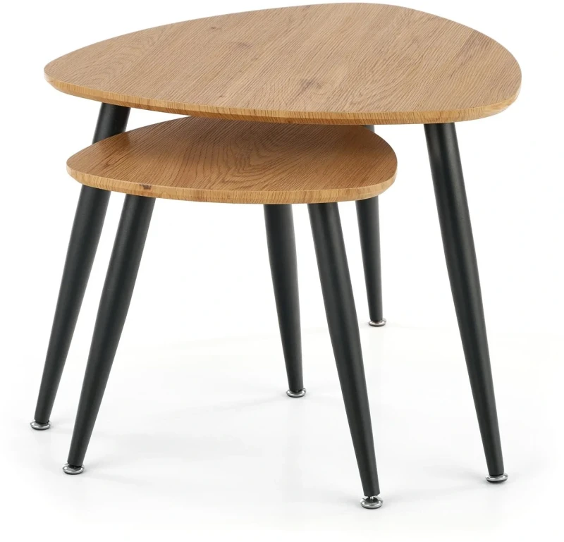 Zestaw dwóch ław stolików kawowych NICEA 2 dąb złoty/czarny